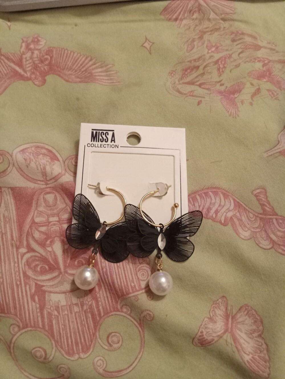 NWOT Black Butterfly Coquette Fairycore Hoop Earrings